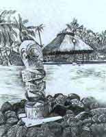 塔希提岛的护神木雕